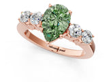 Rose gold Fancy Green Pear  Cut Diamond Five-Stone Prong Set White Gold Ring_33