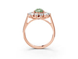 Rose gold Fancy Green Pear Cut Diamond Floral Double Halo Engagement Ring with Prong Setting_28