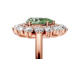 Rose gold Fancy Green Pear Cut Diamond Floral Double Halo Engagement Ring with Prong Setting_30