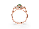 Rose gold Fancy Green Pear Cut Diamond Floral Double Halo Engagement Ring with Prong Setting_64