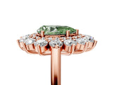Rose gold Fancy Green Pear Cut Diamond Floral Double Halo Engagement Ring with Prong Setting_66