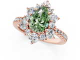 Rose gold Fancy Green Pear  Cut Diamond Floral Halo Pave Band with Prong Setting_38