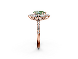 Rose gold Fancy Green Pear  Cut Diamond Floral Halo Pave Band with Prong Setting_39