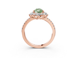 Rose gold Fancy Green Pear  Cut Diamond Floral Halo Pave Band with Prong Setting_40