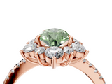 Rose gold Fancy Green Pear  Cut Diamond Floral Halo Pave Band with Prong Setting_41