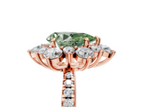Rose gold Fancy Green Pear  Cut Diamond Floral Halo Pave Band with Prong Setting_42