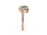 Rose gold Fancy Green Pear Cut Diamond Floral Halo Ring with Pavé Band and Prong Setting_5