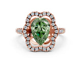 Rose gold Fancy Green Pear Cut Diamond Floral Halo Split Shank Prong Setting Ring_12
