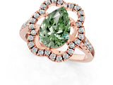 Rose gold Fancy Green Pear Cut Diamond Floral Halo Split Shank Prong Setting Ring_13