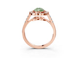 Rose gold Fancy Green Pear Cut Diamond Floral Halo Split Shank Prong Setting Ring_15