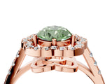 Rose gold Fancy Green Pear Cut Diamond Floral Halo Split Shank Prong Setting Ring_16