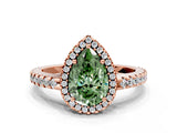Rose gold Fancy Green Pear Cut Diamond Halo Engagement Ring with Pavé Band and Prong Setting_27