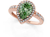 Rose gold Fancy Green Pear Cut Diamond Halo Engagement Ring with Pavé Band and Prong Setting_28
