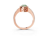 Rose gold Fancy Green Pear Cut Diamond Halo Engagement Ring with Pavé Band and Prong Setting_30
