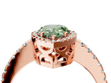 Rose gold Fancy Green Pear Cut Diamond Halo Engagement Ring with Pavé Band and Prong Setting_31