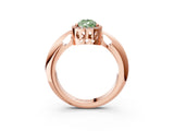Rose gold Fancy Green Pear  Cut Diamond Halo Engagement Ring with Split Shank and Four-Prong Setting_93