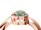 Rose gold Fancy Green Pear  Cut Diamond Halo Engagement Ring with Split Shank and Four-Prong Setting_94