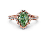 Rose gold Fancy Green Pear Cut Diamond Halo Pave Band with Four-Prong Setting_3