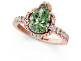 Rose gold Fancy Green Pear Cut Diamond Halo Pave Band with Four-Prong Setting_4