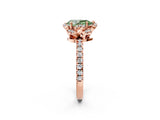 Rose gold Fancy Green Pear Cut Diamond Halo Pave Band with Four-Prong Setting_5