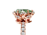 Rose gold Fancy Green Pear Cut Diamond Halo Pave Band with Four-Prong Setting_8