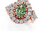 Rose gold Fancy Green Pear Cut Diamond Halo Ring with Pavé Band and Four-Prong Setting_49