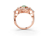 Rose gold Fancy Green Pear Cut Diamond Halo Ring with Pavé Band and Four-Prong Setting_51