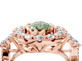 Rose gold Fancy Green Pear Cut Diamond Halo Ring with Pavé Band and Four-Prong Setting_52