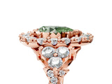 Rose gold Fancy Green Pear Cut Diamond Halo Ring with Pavé Band and Four-Prong Setting_53