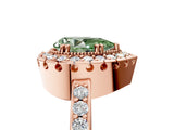 Rose gold Fancy Green Pear Cut Diamond Halo Ring with Pavé Band and Prong Setting_5