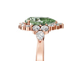 Rose gold Fancy Green Pear Cut Diamond Halo Ring with Pear Side Stones and Prong Setting_72