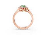 Rose gold Fancy Green Pear  Cut Diamond Halo Ring with Round Brilliant Halo and Solitaire Band_106
