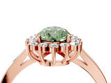 Rose gold Fancy Green Pear  Cut Diamond Halo Ring with Round Brilliant Halo and Solitaire Band_107