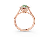 Rose gold Fancy Green Pear  Cut Diamond Halo Ring with Solitaire Band and Prong Setting_56