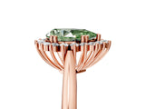 Rose gold Fancy Green Pear  Cut Diamond Halo Ring with Solitaire Band and Prong Setting_58