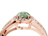 Rose gold Fancy Green Pear Cut Diamond Halo Ring with Split Shank Pavé Band and Four-Prong Setting_4