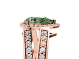Rose gold Fancy Green Pear Cut Diamond Halo Ring with Split Shank Pavé Band and Four-Prong Setting_5