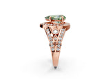 Rose gold Fancy Green Pear Cut Diamond Halo Ring with Split Shank and Bezel Accents and Four-Prong Setting_2