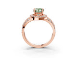 Rose gold Fancy Green Pear Cut Diamond Halo Ring with Split Shank and Bezel Accents and Four-Prong Setting_3