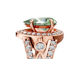 Rose gold Fancy Green Pear Cut Diamond Halo Ring with Split Shank and Bezel Accents and Four-Prong Setting_5