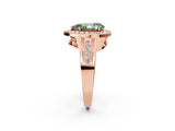 Rose gold Fancy Green Pear Cut Diamond Halo Ring with Split Shank and Bezel Accents and Prong Setting_2