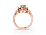 Rose gold Fancy Green Pear Cut Diamond Halo Ring with Split Shank and Bezel Accents and Prong Setting_3
