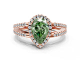Rose gold Fancy Green Pear Cut Diamond Halo Split Shank Engagement Ring_57