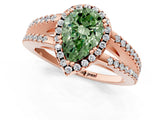 Rose gold Fancy Green Pear Cut Diamond Halo Split Shank Engagement Ring_58