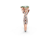 Rose gold Fancy Green Pear Cut Diamond  Halo Twist Band Solitaire Prong Setting Ring_38