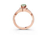 Rose gold Fancy Green Pear Cut Diamond  Halo Twist Band Solitaire Prong Setting Ring_39