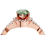 Rose gold Fancy Green Pear Cut Diamond  Halo Twist Band Solitaire Prong Setting Ring_40
