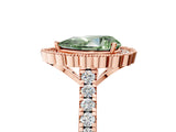 Rose gold Fancy Green Pear  Cut Diamond Milgrain Floral Halo Engagement Ring with Pavé Band_20