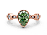 Rose gold Fancy Green Pear  Cut Diamond Milgrain Marquise Band with Prong Setting_3