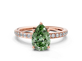 Rose gold Fancy Green Pear  Cut Diamond Pavé Band Ring with Four-Prong Setting_24